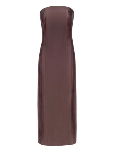 Loulou De Saison Giulia Striped Bustier Midi Dress In Purple