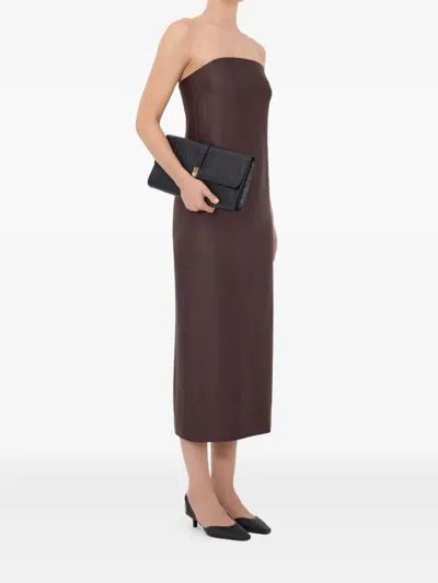 Loulou De Saison Giulia Striped Bustier Midi Dress In Purple