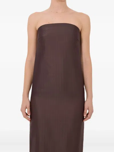 Loulou De Saison Giulia Striped Bustier Midi Dress In Purple