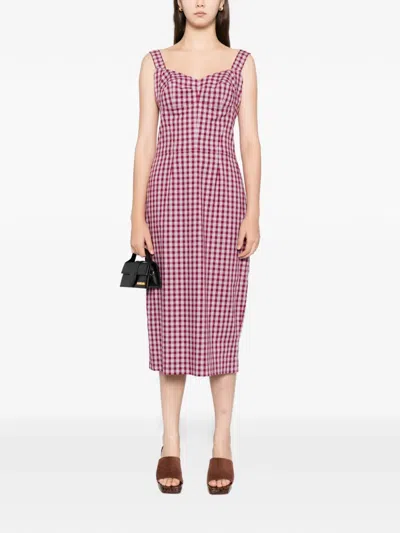系带双色格纹连衣裙