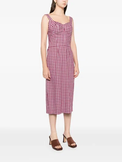 系带双色格纹连衣裙