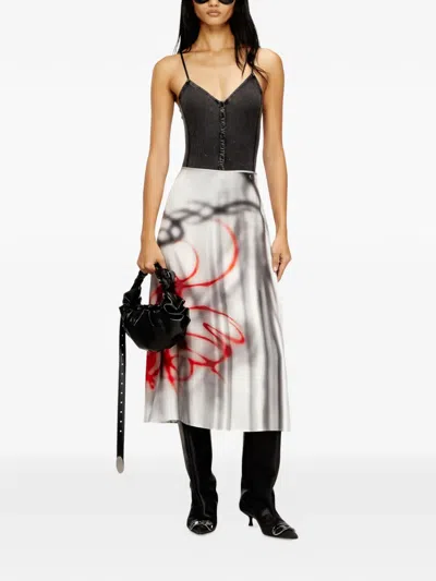 Diesel O-rchid-s1 Printed Midi Skirt In Multi