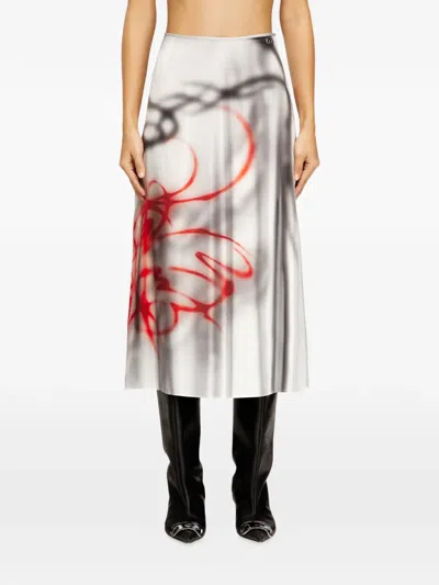 Diesel O-rchid-s1 Printed Midi Skirt In Multi