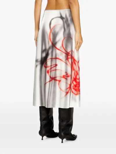 Diesel O-rchid-s1 Printed Midi Skirt In Multi