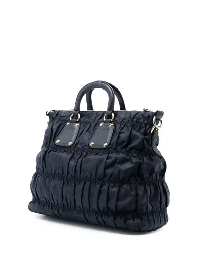 Pre-owned Prada 2000-2025 Tessuto Gaufre Satchel In Black