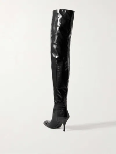 Khaite Colt 100 Glossed Leather Over-the-knee Boots In Black