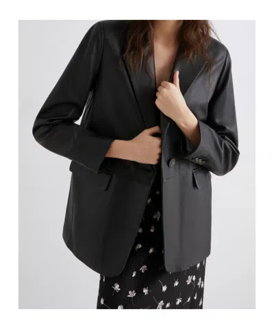 Marella Leather Blazer In Black