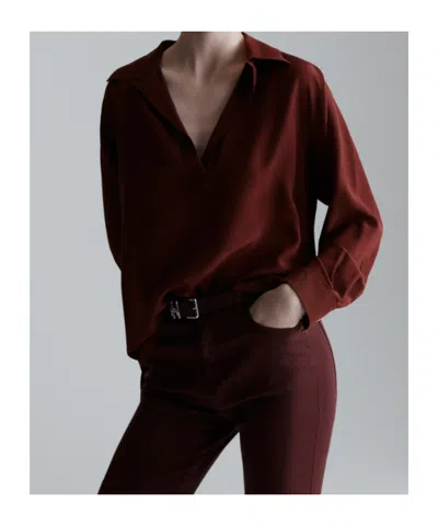 Marella Silk Crepe De Chine Shirt In Burgundy