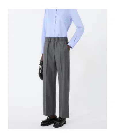 Weekend Max Mara Wool Flannel Trousers In Gray