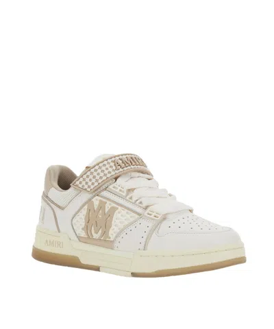 Amiri Men 'skyline' Beige Sneaker With Maxi Logo On The Side And Velcro Strap With Logo In Leather M In White