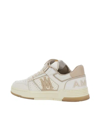 Amiri Men 'skyline' Beige Sneaker With Maxi Logo On The Side And Velcro Strap With Logo In Leather M In White