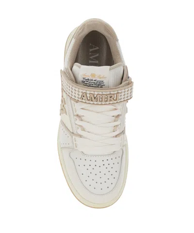 Amiri Men 'skyline' Beige Sneaker With Maxi Logo On The Side And Velcro Strap With Logo In Leather M In White