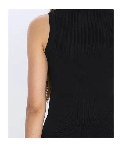 Loewe Anagram Embroidered Ribbed Top In Black