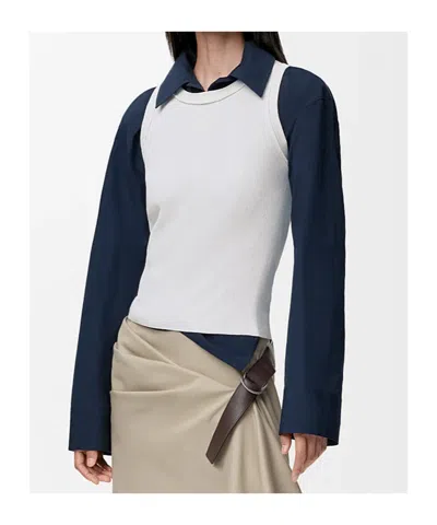 Loewe Anagram Embroidered Ribbed Top In White