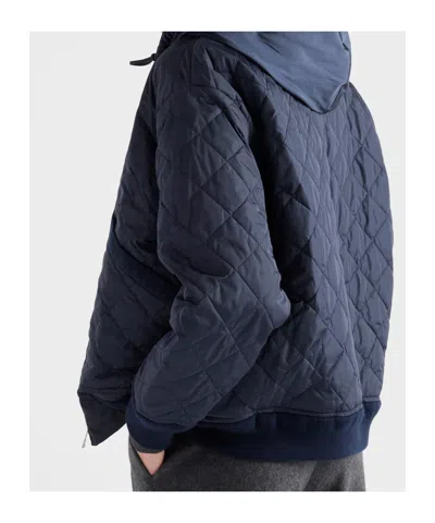 Prada Re-nylon Blouson Jacket With Hood In Blue