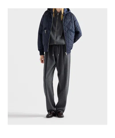 Prada Re-nylon Blouson Jacket With Hood In Blue