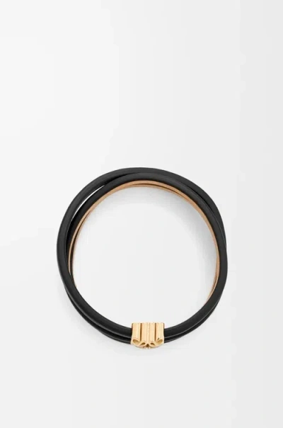 Loewe Calf Leather Anagram Bracelet In Black