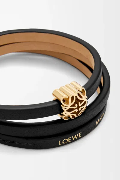 Loewe Calf Leather Anagram Bracelet In Black
