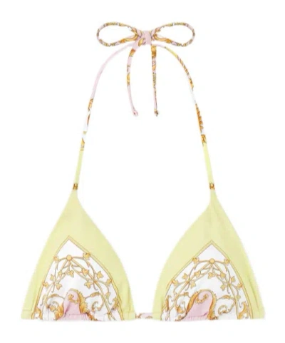 Versace Barocco Triangle Bikini Top Adjustable Straps In Multi