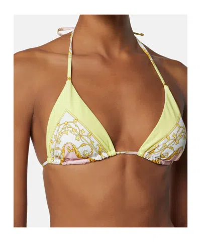 Versace Barocco Triangle Bikini Top Adjustable Straps In Multi