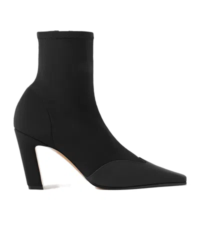 Khaite Nevada Leather-trimmed Stretch-knit Ankle Boots In Black