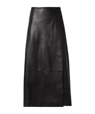 Khaite Panelled Wrap Midi Skirt In Black