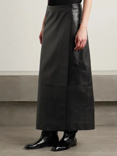 Khaite Panelled Wrap Midi Skirt In Black