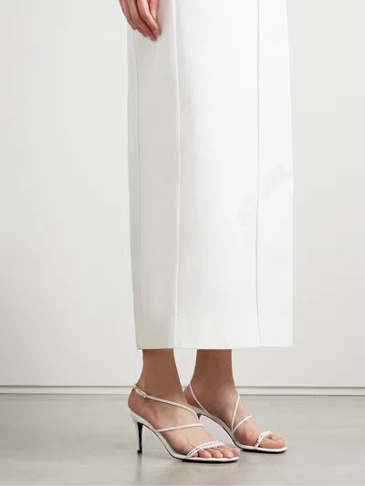 Khaite Loop Bead-embellished Leather Sandals In White