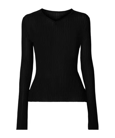 Khaite Tia Ribbed-knit Top In Black