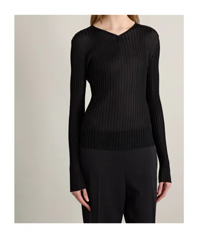 Khaite Tia Ribbed-knit Top In Black