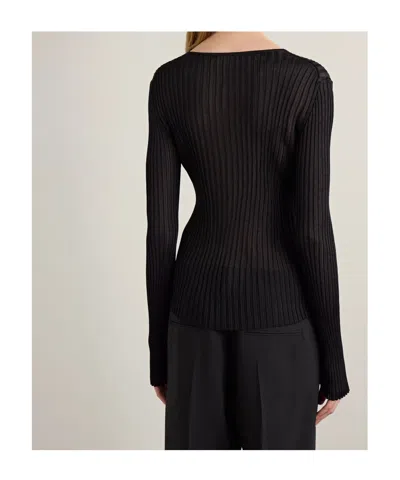 Khaite Tia Ribbed-knit Top In Black