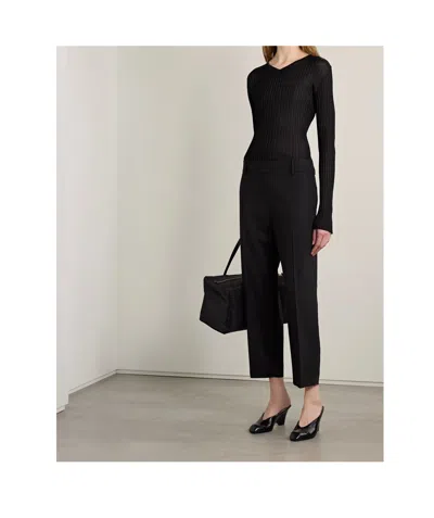 Khaite Tia Ribbed-knit Top In Black