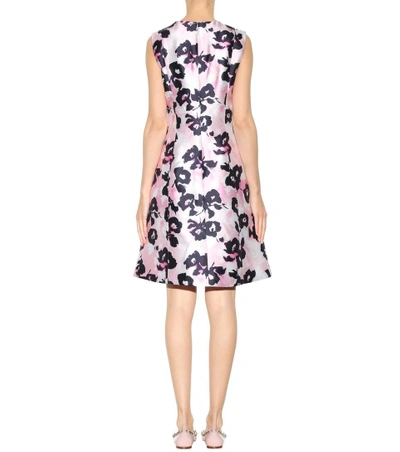 Shop Oscar De La Renta Floral-printed Silk And Cotton Dress In Light Piek