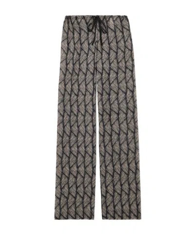 Dries Van Noten Devoré-velvet Straight-leg Pants In Black