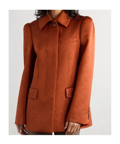Dries Van Noten Embossed Crepe Blazer In Brown
