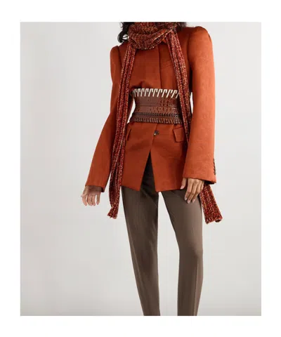 Dries Van Noten Embossed Crepe Blazer In Brown