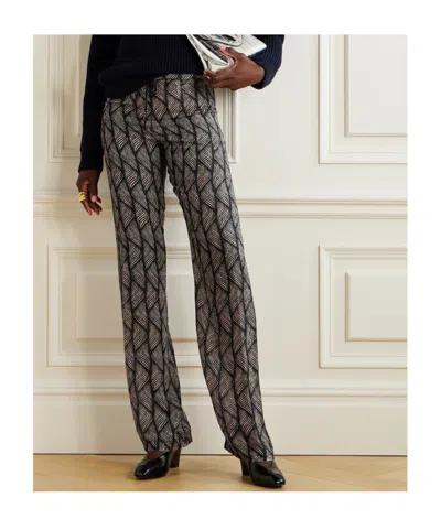 Dries Van Noten Devoré-velvet Straight-leg Pants In Black