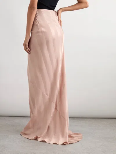 Dries Van Noten Twist-front Gathered Silk-satin Jacquard Maxi Skirt In Pink