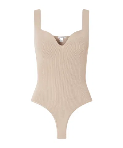 Alaïa Ribbed Knit Bodysuit In Neutral