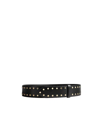 Khaite Theo Studded Leather Belt In Black
