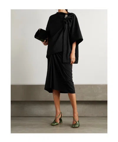 Dries Van Noten Draped Brooch T-shirt In Black