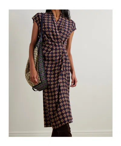 Dries Van Noten Wrap-effect Printed Silk-crepe Midi Dress In Multi