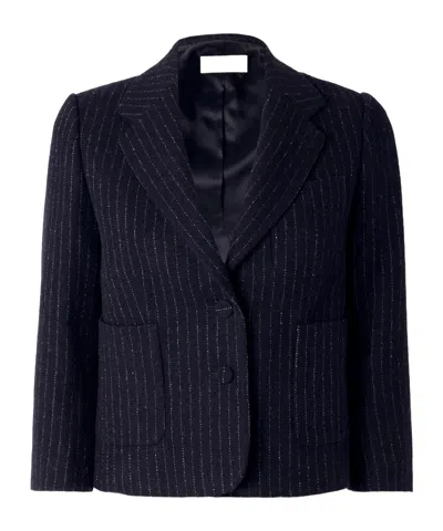 Dries Van Noten Cropped Pinstriped Wool Blazer In Black