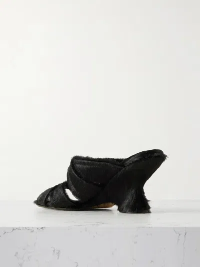 Dries Van Noten 75mm Pony-hair Sculpted-heel Sandals In Black