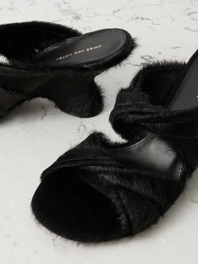 Dries Van Noten 75mm Pony-hair Sculpted-heel Sandals In Black