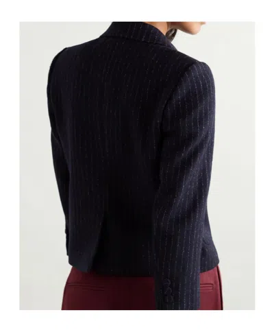 Dries Van Noten Cropped Pinstriped Wool Blazer In Black