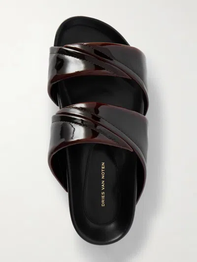 Dries Van Noten Patent-leather Platform Slides In Black