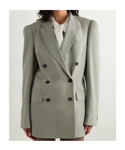 Dries Van Noten Double-breasted Wool And Mohair-blend Twill Blazer In Green