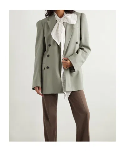 Dries Van Noten Double-breasted Wool And Mohair-blend Twill Blazer In Green