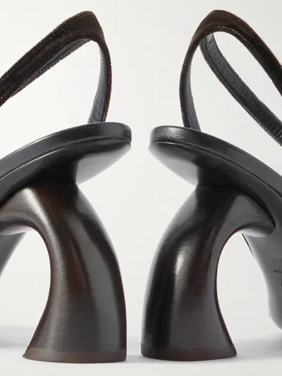 Dries Van Noten Velvet Slingback Pumps In Brown